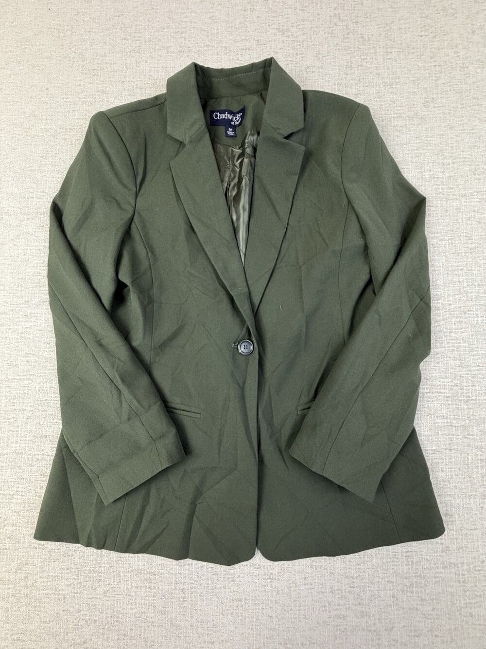 Chadwicks of Boston Women’s 6P Olive Green Stretch Blazer Petite Jacket
